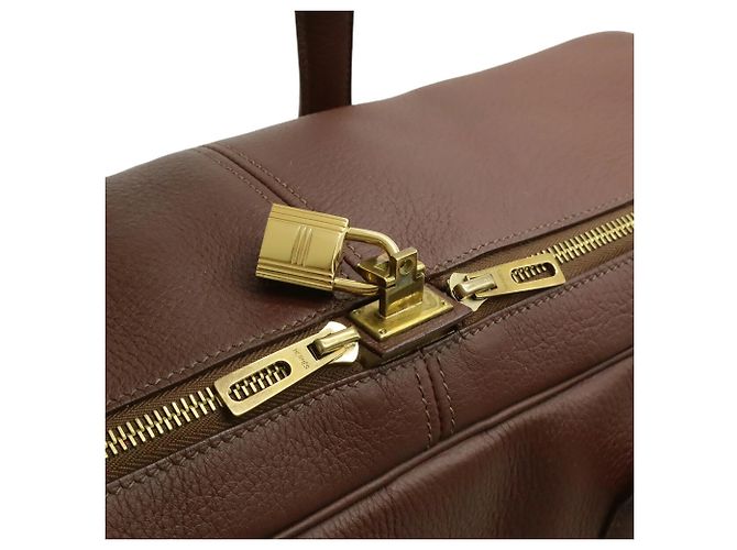 Borsa Boston Victoria 50 di Hermès Marrone Rosso - vista 6