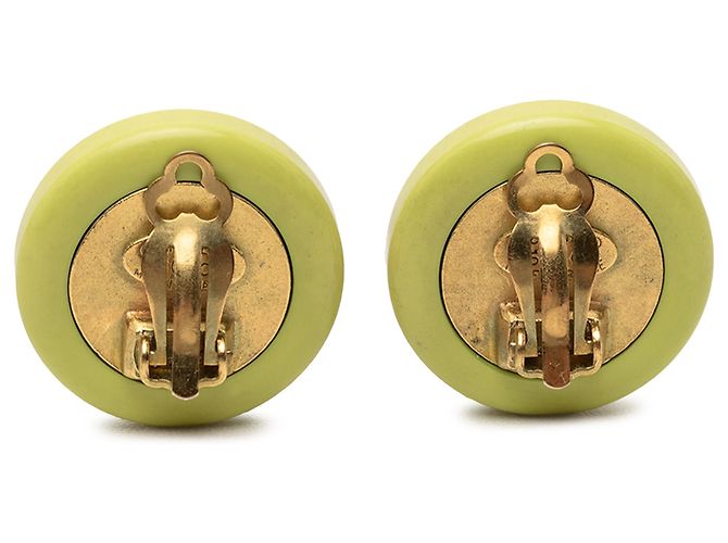 Orecchini a clip rotondi in resina verde CC di Chanel D'oro - vista 2