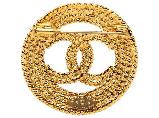 Spilla rotonda in oro placcato oro con corda CC di Chanel D'oro - vista 2