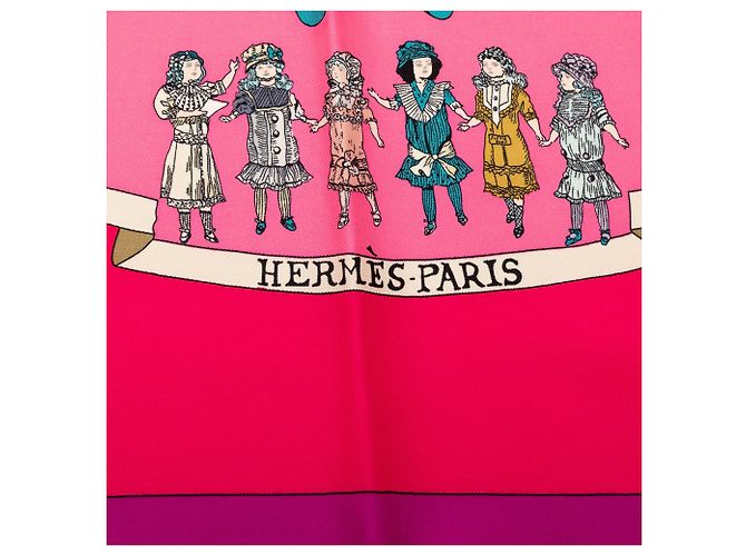 Foulard in seta Hermès Hello Dolly rosa 90 - vista 3