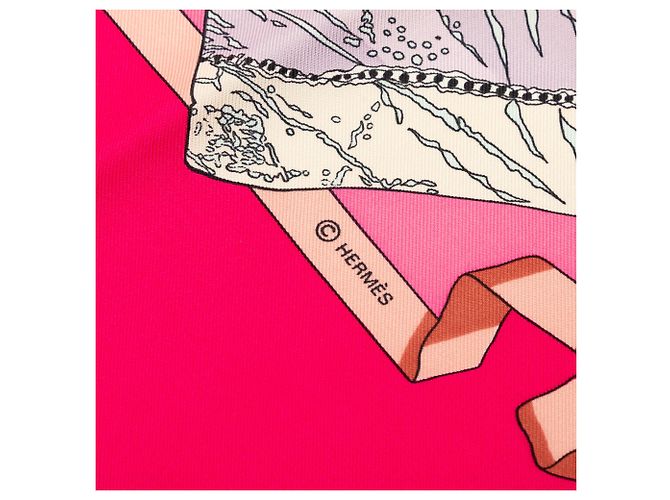 Foulard in seta Hermès Hello Dolly rosa 90 - vista 5