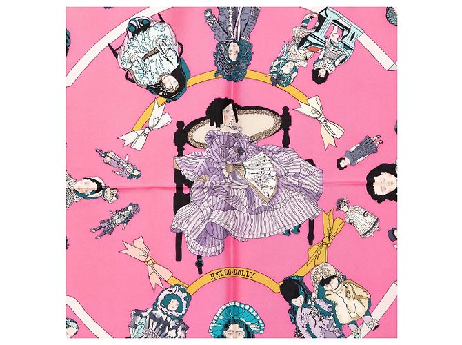 Foulard in seta Hermès Hello Dolly rosa 90 - vista 7