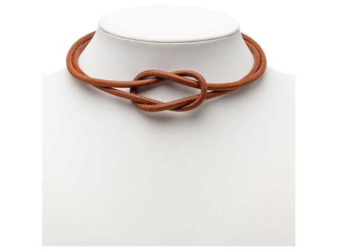 Collar Atame de cuero marrón Hermès Castaño - vista 5