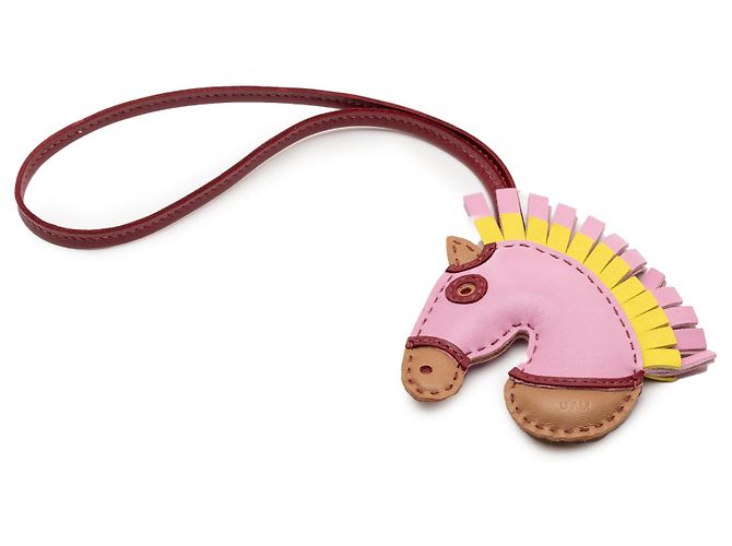 Charm per borsa Geegee Camail in pelle di agnello Milo rosa di Hermès Bordò - vista 2