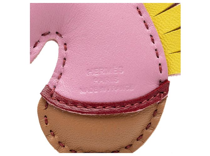 Charm per borsa Geegee Camail in pelle di agnello Milo rosa di Hermès Bordò - vista 3
