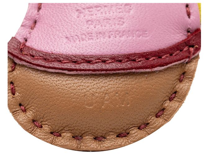 Charm per borsa Geegee Camail in pelle di agnello Milo rosa di Hermès Bordò - vista 4