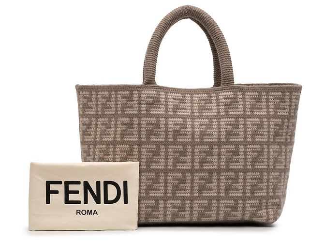 Fendi Gran Tote Shopper de Cachemira Zucca Marrón Castaño Gris pardo - vista 10