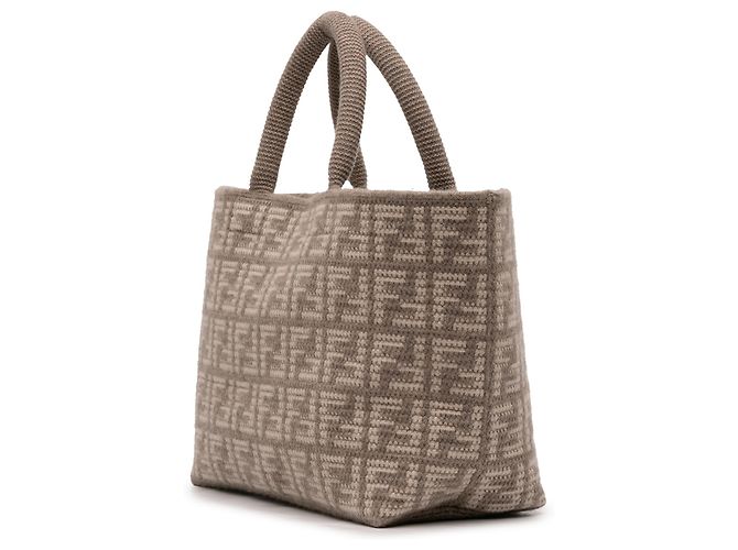 Fendi Gran Tote Shopper de Cachemira Zucca Marrón Castaño Gris pardo - vista 2