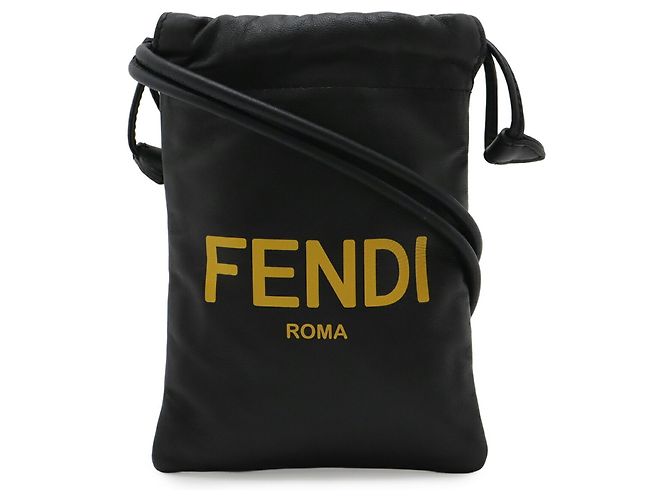 Pochette per telefono Fendi stampata in nero e giallo - vista 2