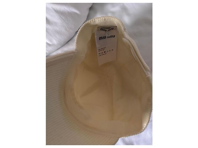 Cappellino da baseball in velluto a coste Miu Miu Beige - vista 12