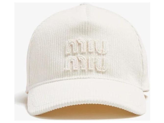 Cappellino da baseball in velluto a coste Miu Miu Beige - vista 2