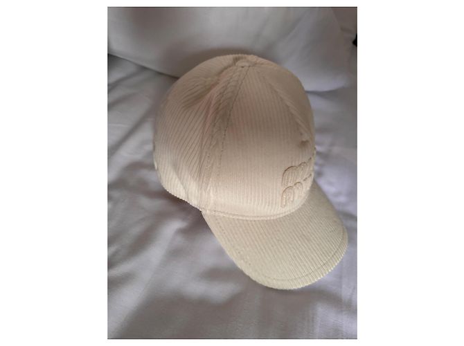Cappellino da baseball in velluto a coste Miu Miu Beige - vista 5