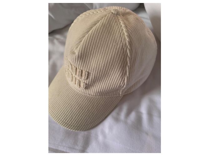 Cappellino da baseball in velluto a coste Miu Miu Beige - vista 6