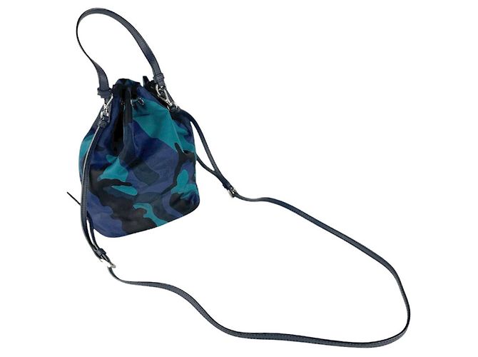 Bolso Prada Negro Azul Marino Cuero Nylon - vista 11