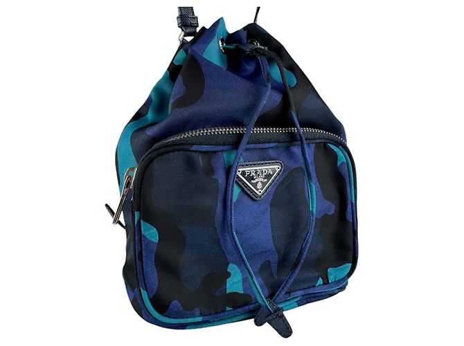 Bolso Prada Negro Azul Marino Cuero Nylon - vista 12