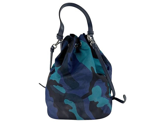 Bolso Prada Negro Azul Marino Cuero Nylon - vista 3