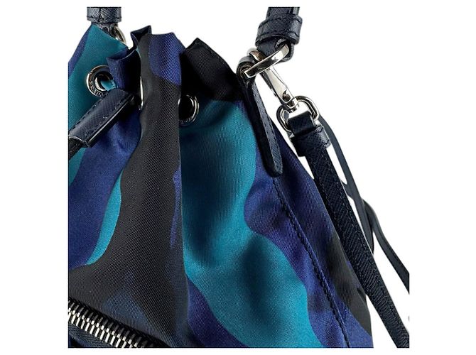 Bolso Prada Negro Azul Marino Cuero Nylon - vista 7