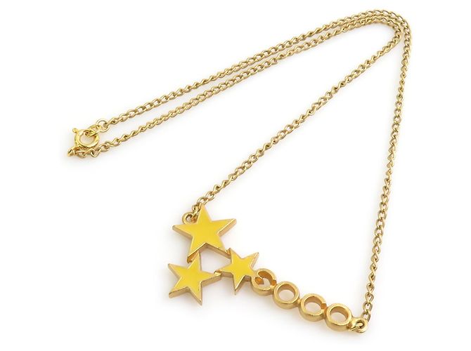 Chanel COCO Star Metall Emaille Halskette Golden Gelb - Ansicht 2