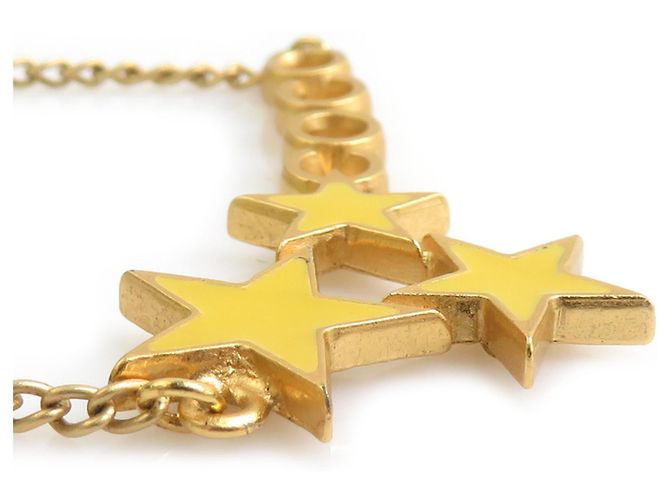 Chanel COCO Star Metall Emaille Halskette Golden Gelb - Ansicht 4