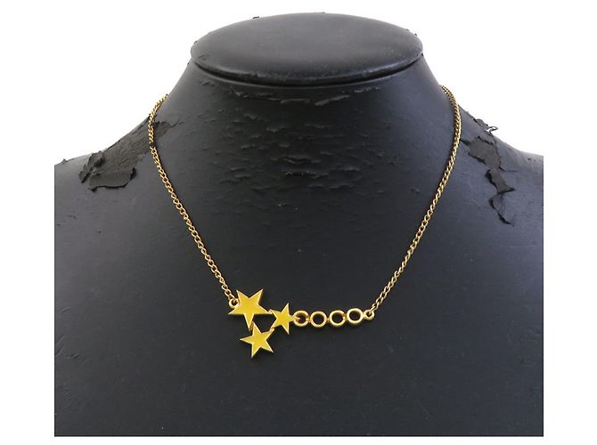 Chanel COCO Star Metall Emaille Halskette Golden Gelb - Ansicht 7