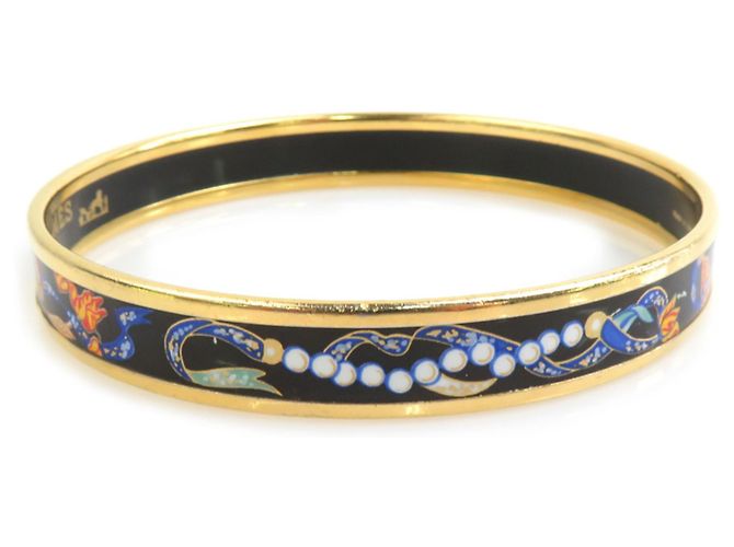 Bracciale rigido in smalto e metallo Hermès Nero Multicolore D'oro - vista 2