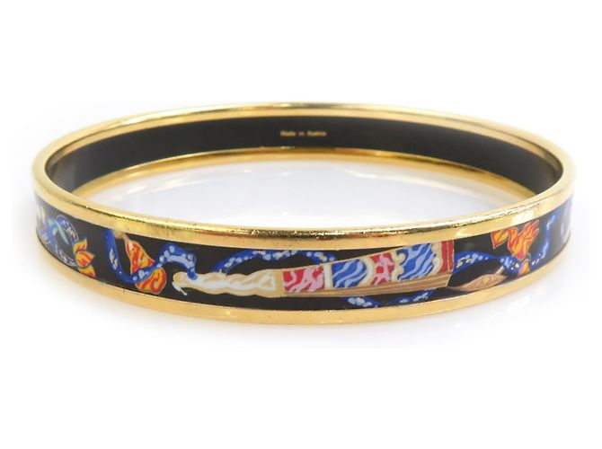 Bracciale rigido in smalto e metallo Hermès Nero Multicolore D'oro - vista 3