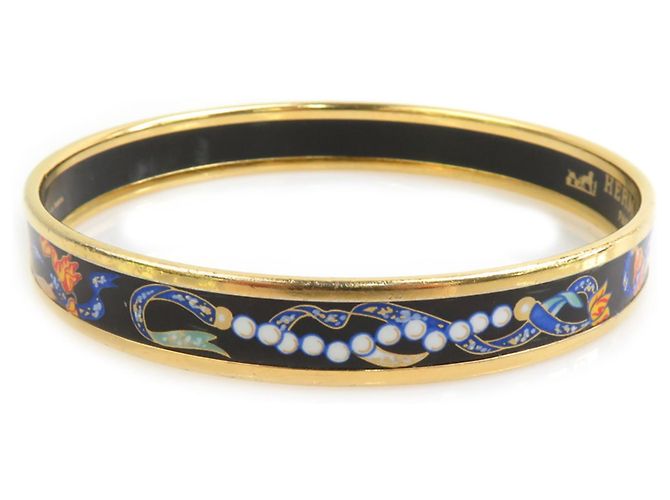 Bracciale rigido in smalto e metallo Hermès Nero Multicolore D'oro - vista 4