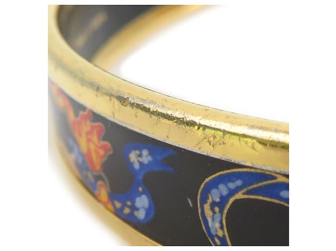 Bracciale rigido in smalto e metallo Hermès Nero Multicolore D'oro - vista 6