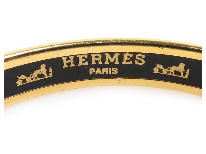 Bracciale rigido in smalto e metallo Hermès Nero Multicolore D'oro - vista 7