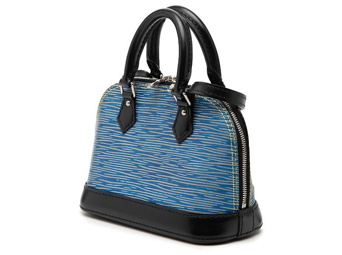 Borsa a mano Nano Alma in denim Epi Louis Vuitton Nero Blu - vista 2