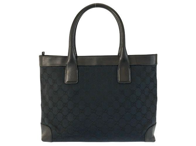 Gucci Schwarze GG Canvas Leder Tragetasche - Ansicht 2