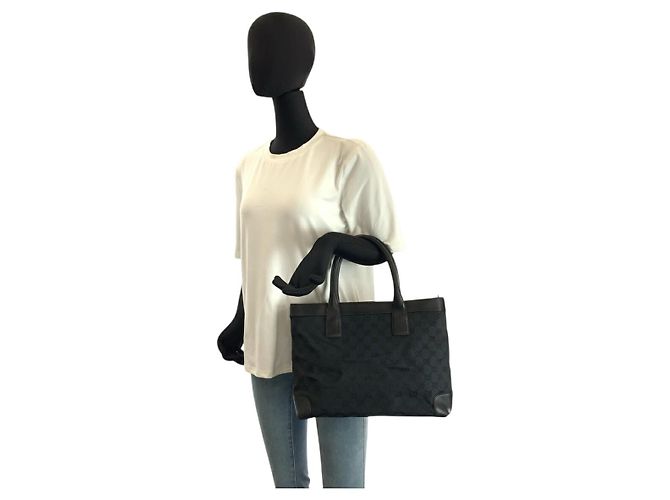 Gucci Schwarze GG Canvas Leder Tragetasche - Ansicht 6