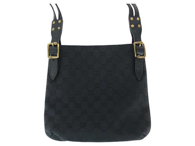 Borsa a Spalla in Tela GG e Pelle Gucci Nero - vista 2