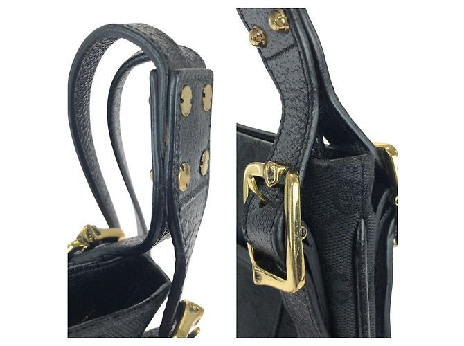 Borsa a Spalla in Tela GG e Pelle Gucci Nero - vista 5