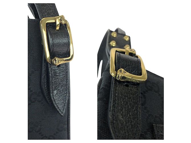 Borsa a Spalla in Tela GG e Pelle Gucci Nero - vista 6