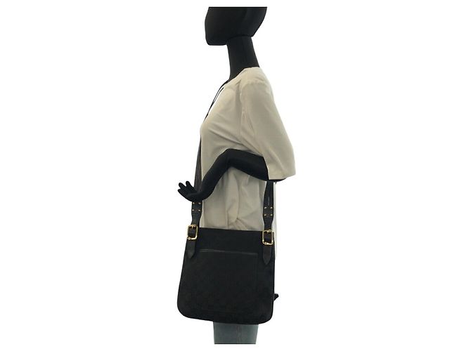 Borsa a Spalla in Tela GG e Pelle Gucci Nero - vista 7
