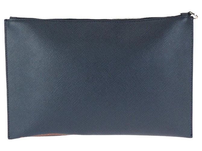 Borsa Clutch in Pelle Saffiano Prada Blu - vista 2