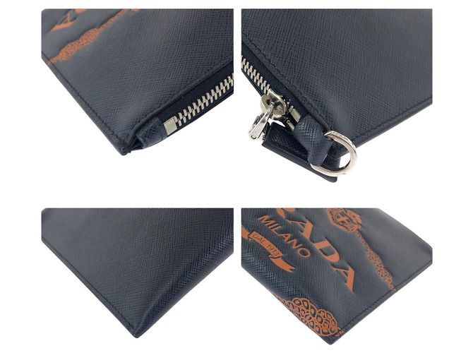 Borsa Clutch in Pelle Saffiano Prada Blu - vista 4
