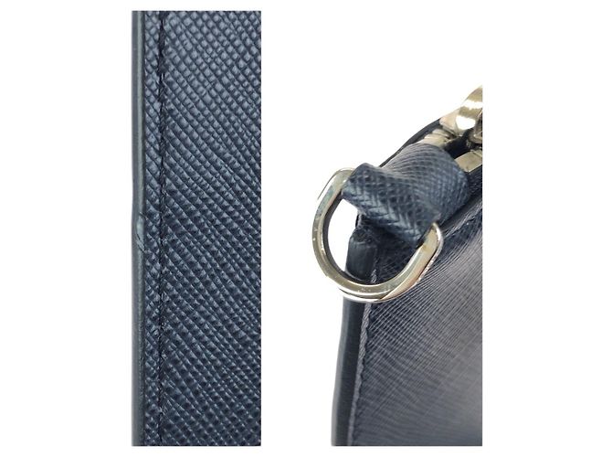 Borsa Clutch in Pelle Saffiano Prada Blu - vista 6