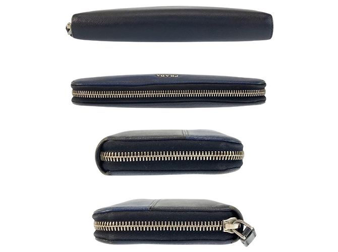 Prada Saffiano Leather Long Wallet Blue - view 10