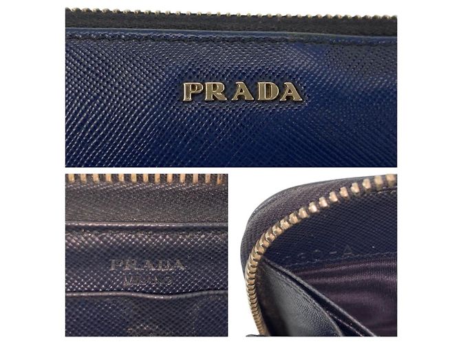 Prada Saffiano Leather Long Wallet Blue - view 3