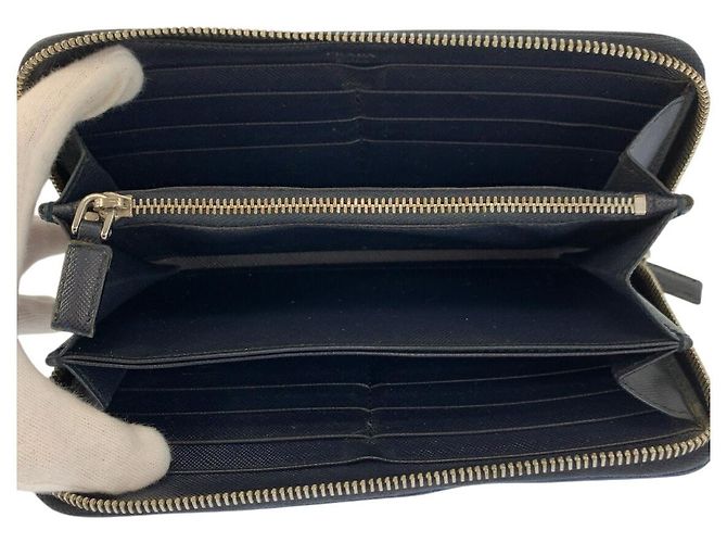 Prada Saffiano Leather Long Wallet Blue - view 4