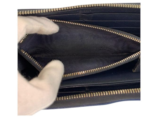 Prada Saffiano Leather Long Wallet Blue - view 5