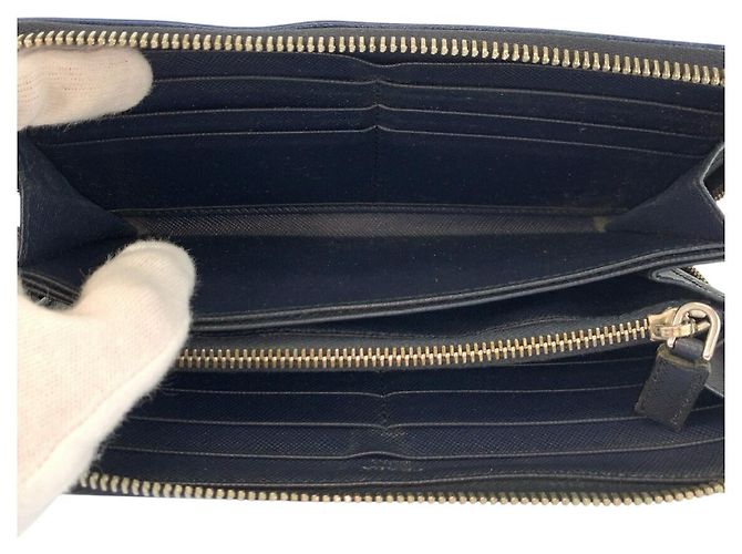 Prada Saffiano Leather Long Wallet Blue - view 6