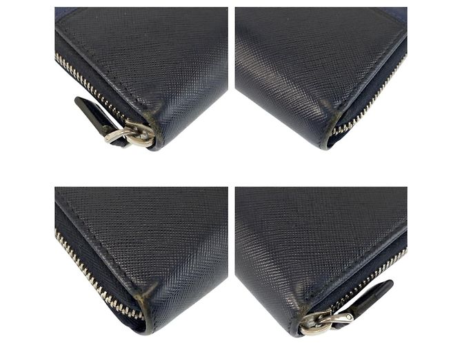 Prada Saffiano Leather Long Wallet Blue - view 7