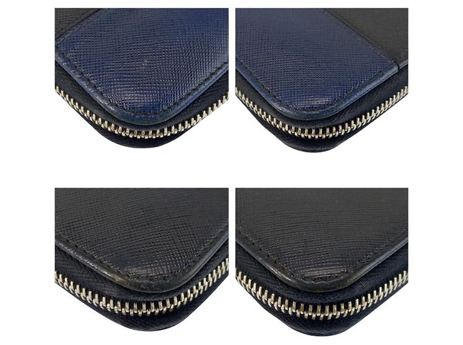 Prada Saffiano Leather Long Wallet Blue - view 8