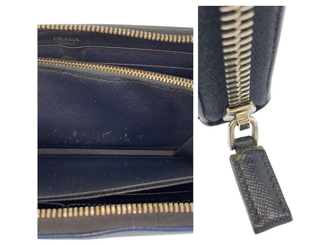 Prada Saffiano Leather Long Wallet Blue - view 9