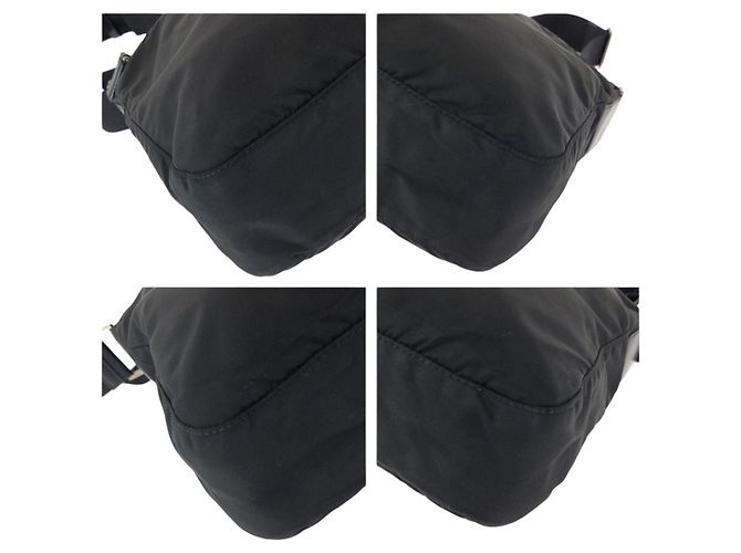 Bolsa de ombro Prada em nylon tessuto com logo triangular Preto - vista 3