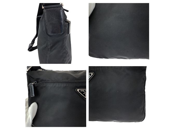 Bolsa de ombro Prada em nylon tessuto com logo triangular Preto - vista 5