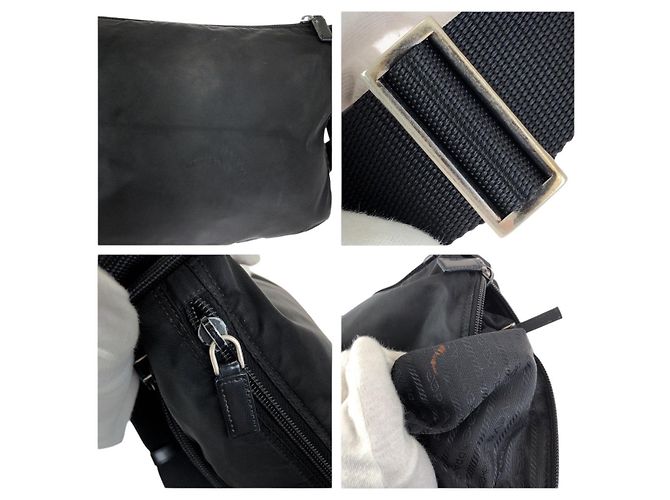 Bolsa de ombro Prada em nylon tessuto com logo triangular Preto - vista 6